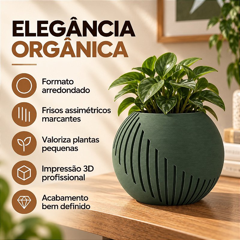 Vaso Japandi Esfera Criandê Verde