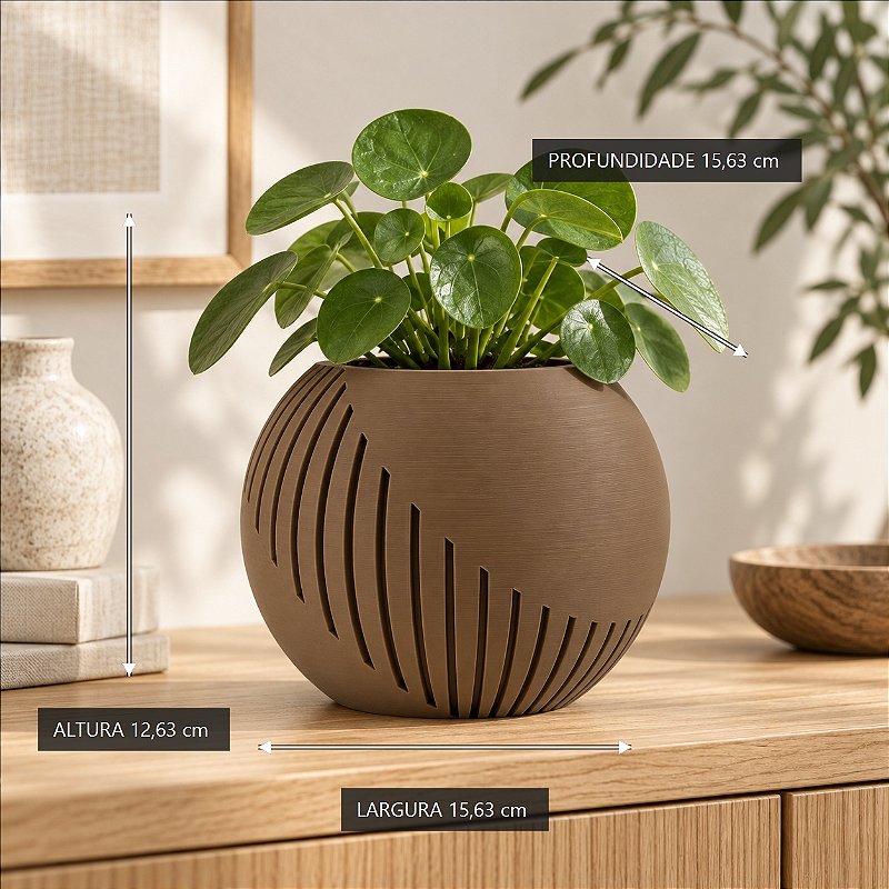 Vaso Japandi Esfera Criandê Wood