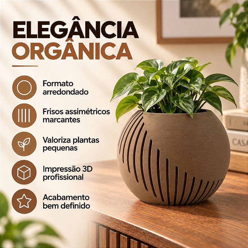 Vaso Japandi Esfera Criandê Wood