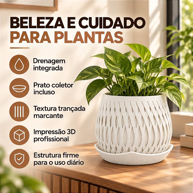 Vaso Trançado Ludovica com Prato Criandê Branco