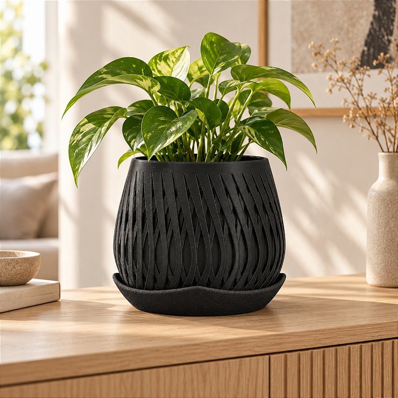 Vaso Trançado Ludovica com Prato Criandê Preto