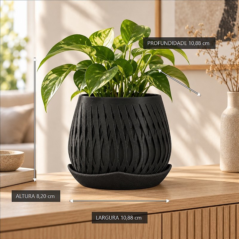 Vaso Trançado Ludovica com Prato Criandê Preto