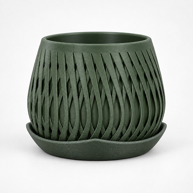 Vaso Trançado Ludovica com Prato Criandê Verde