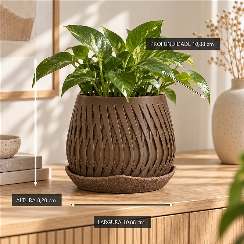 Vaso Trançado Ludovica com Prato Criandê Wood