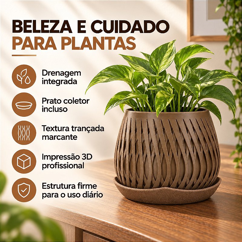 Vaso Trançado Ludovica com Prato Criandê Wood