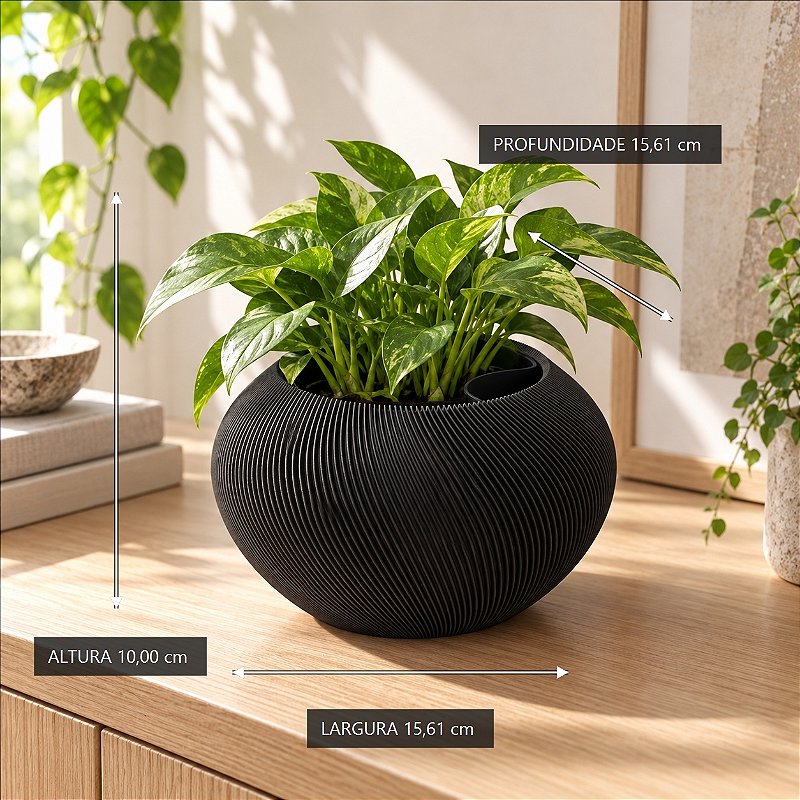 Vaso Grimalda com Inserto Criandê Preto