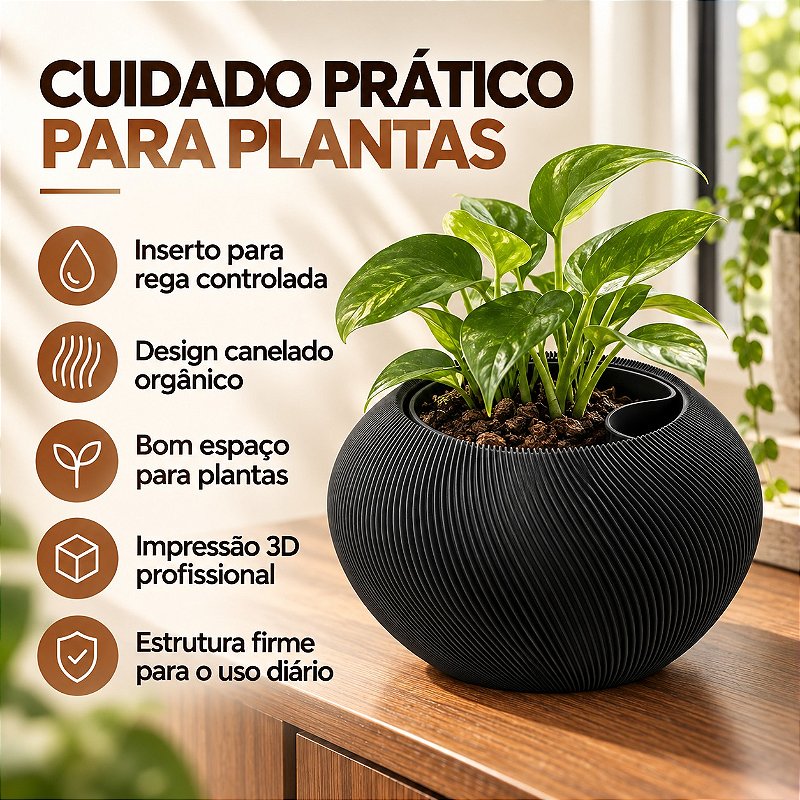 Vaso Grimalda com Inserto Criandê Preto