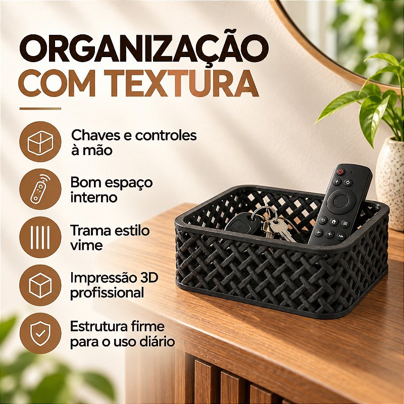 Cesto Organizador Trançado Criandê Preto