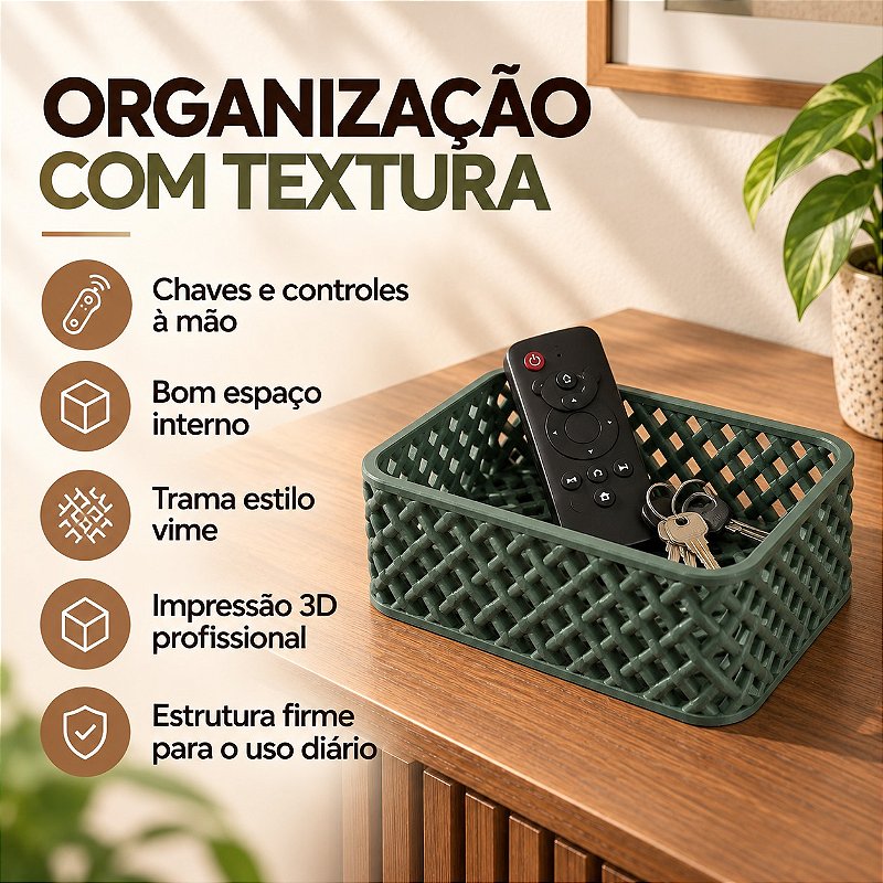 Cesto Organizador Trançado Criandê Verde