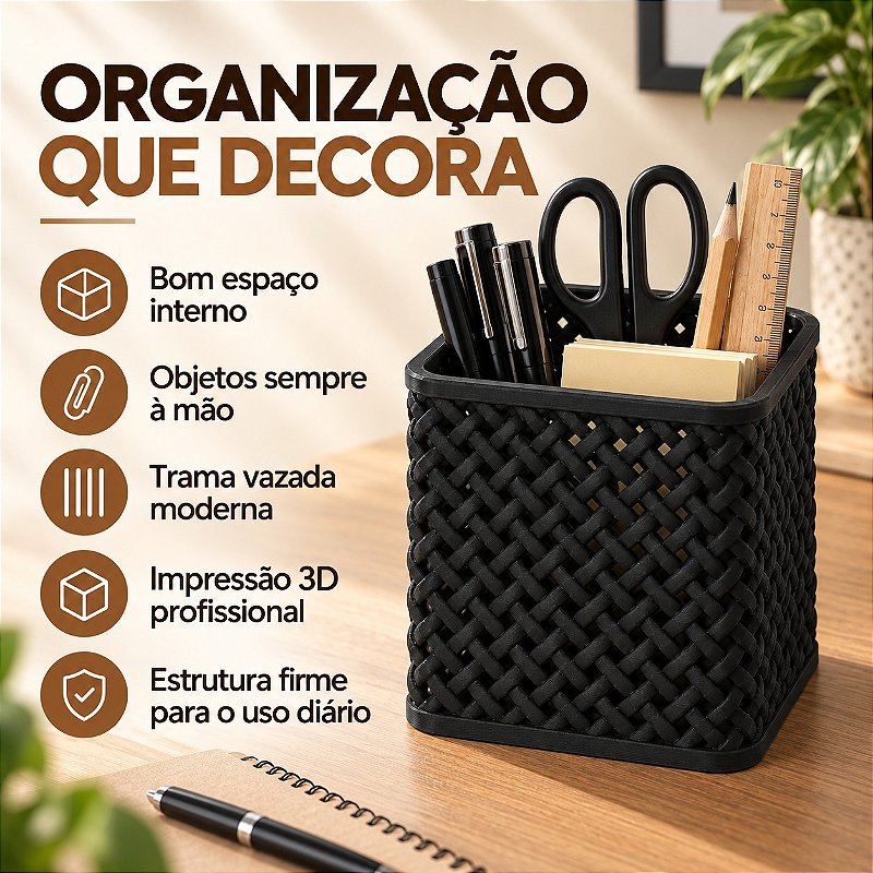 Caixa Organizadora Trançada Criandê Preto