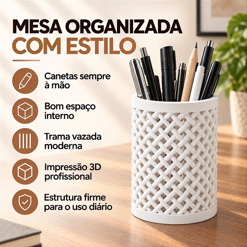 Porta-Lápis Trançado Criandê Branco