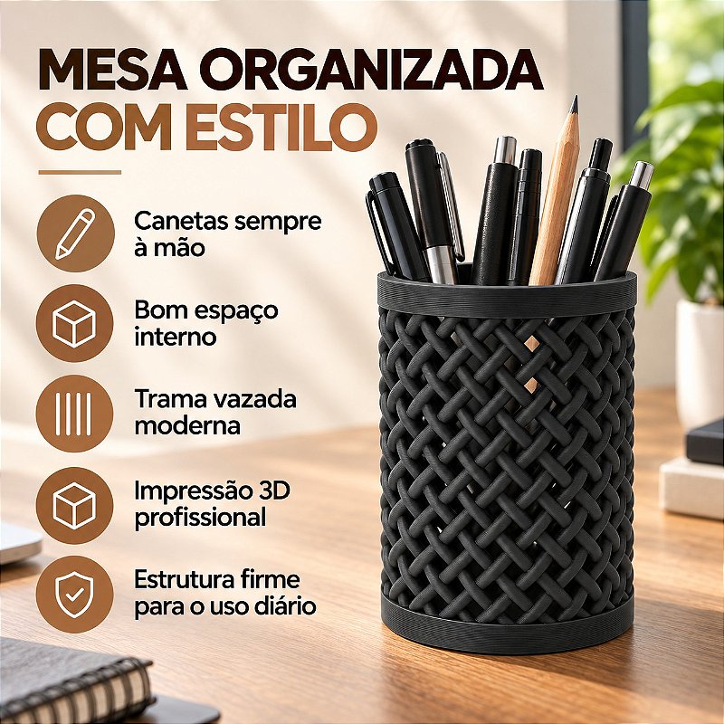 Porta-Lápis Trançado Criandê Preto