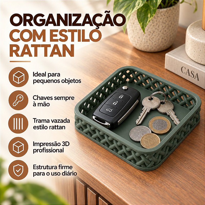 Bandeja Organizadora Trançada Criandê Verde