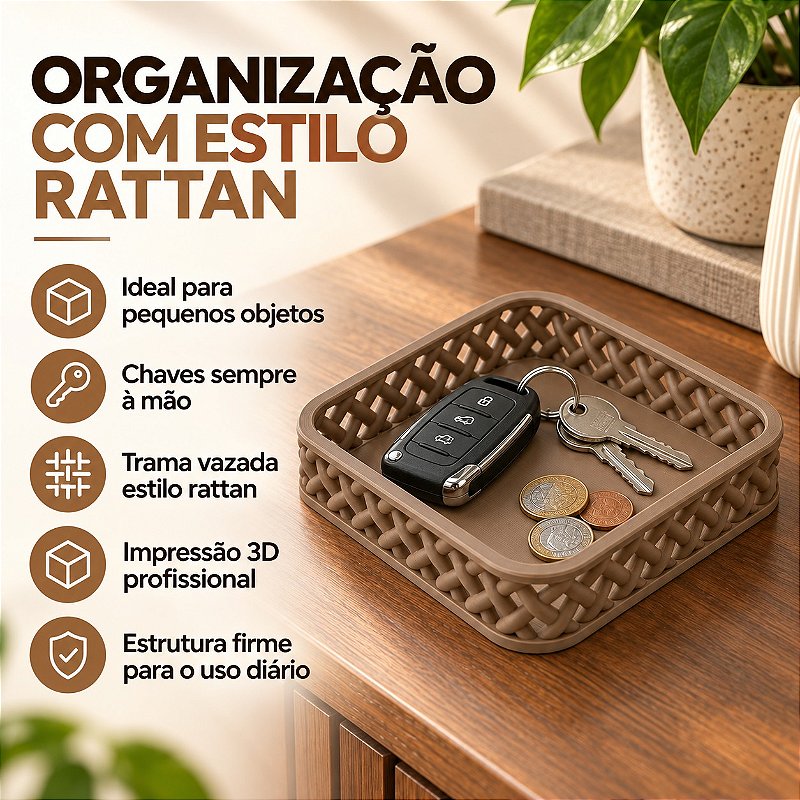 Bandeja Organizadora Trançada Criandê Wood