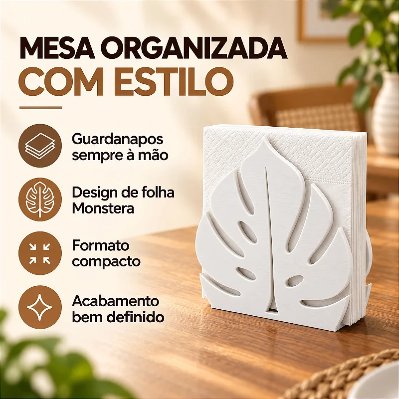 Porta-Guardanapo Monstera Criandê Branco