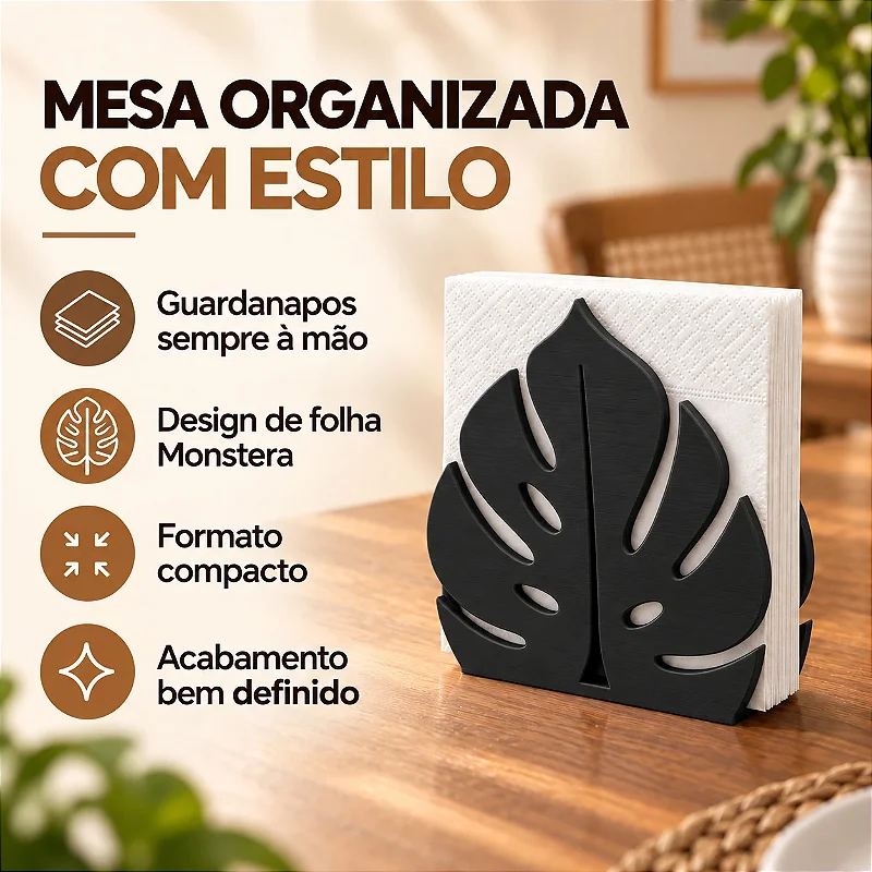 Porta-Guardanapo Monstera Criandê Preto