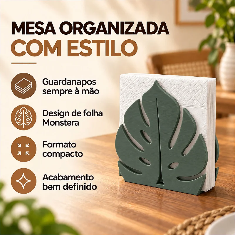 Porta-Guardanapo Monstera Criandê Verde