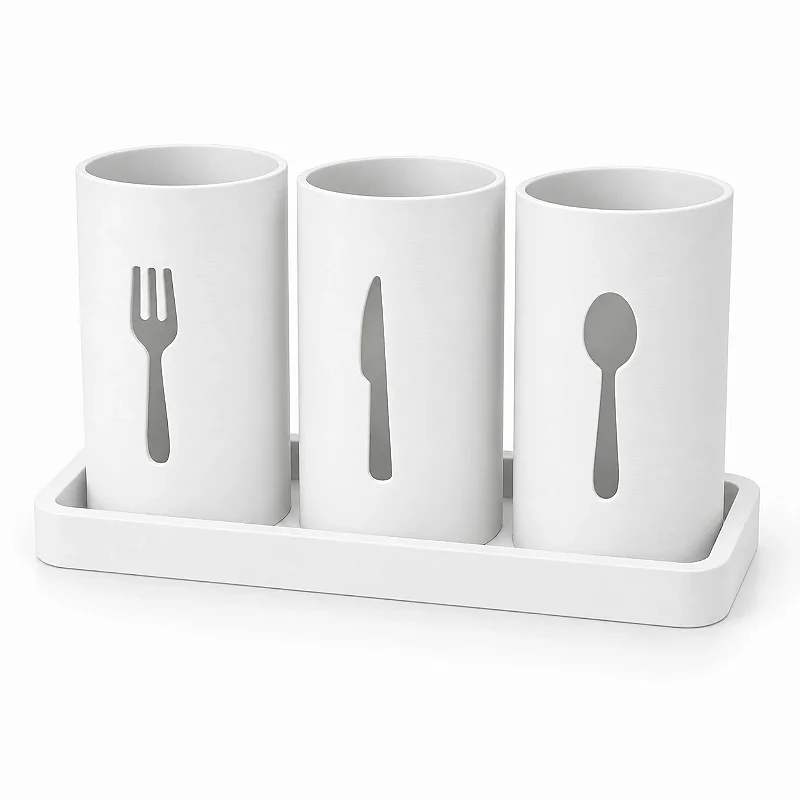 Suporte Moderno para Talheres de Mesa Criandê Branco
