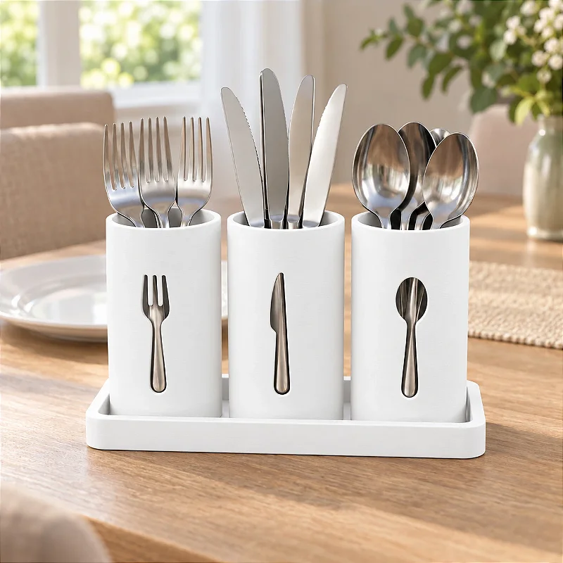 Suporte Moderno para Talheres de Mesa Criandê Branco
