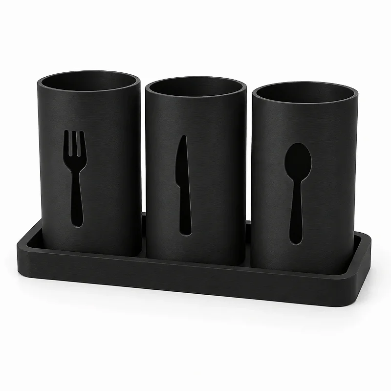 Suporte Moderno para Talheres de Mesa Criandê Preto