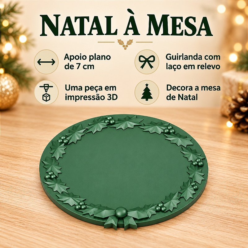 Porta-Copos Guirlanda de Natal Criandê - Apoio 7 cm Verde