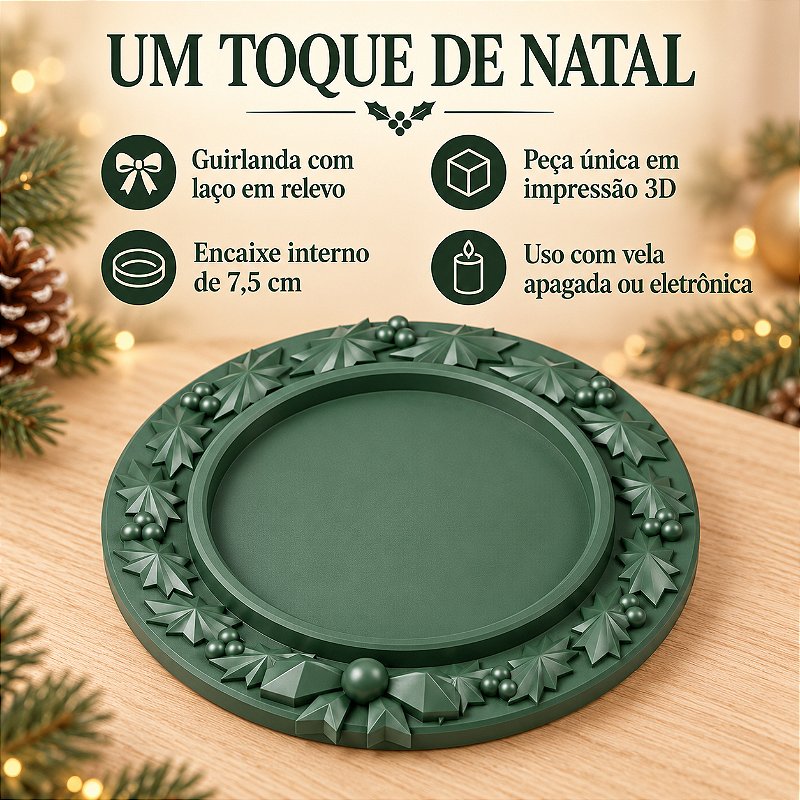 Porta-Velas Guirlanda de Natal Criandê Verde