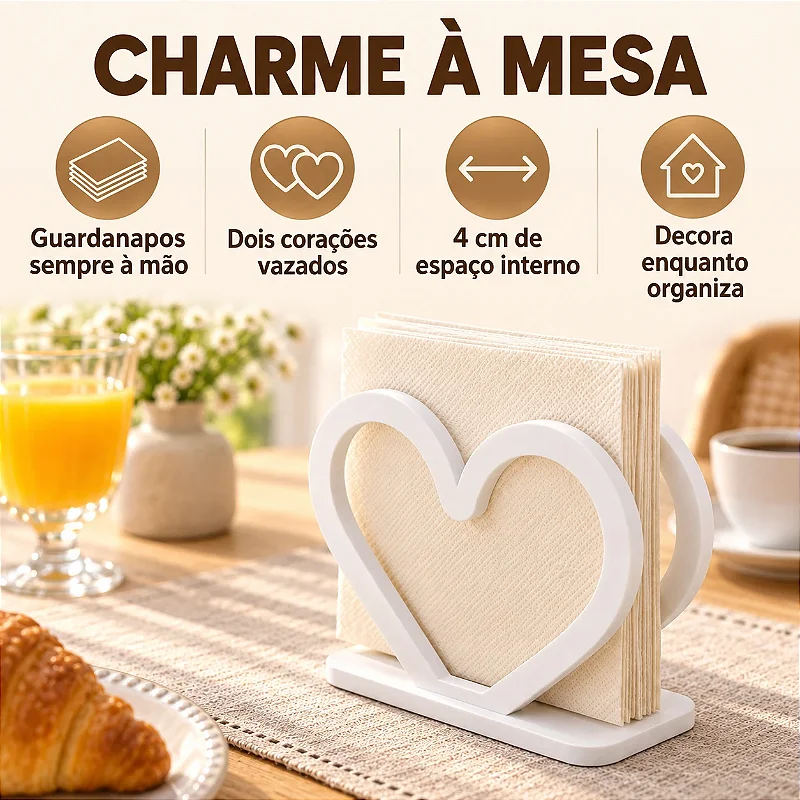 Porta-Guardanapo Coração Criandê Branco