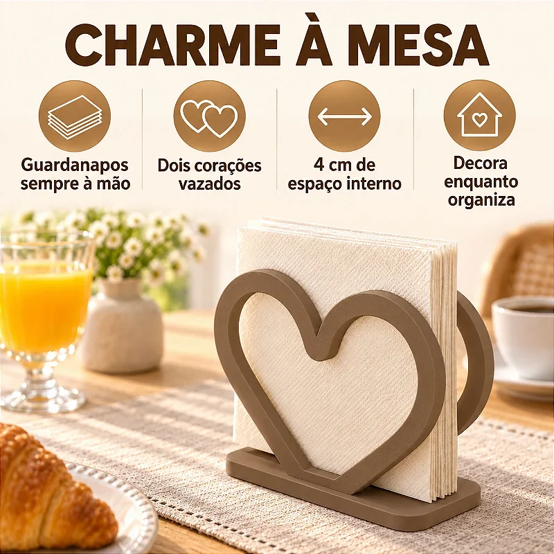 Porta-Guardanapo Coração Criandê Wood