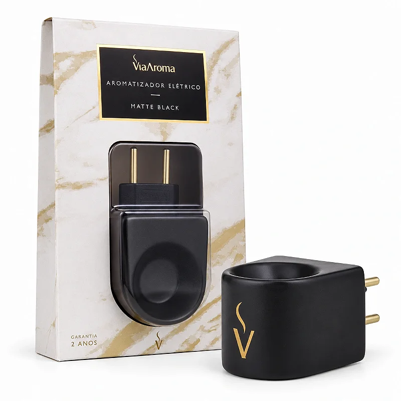 Difusor Aromatizador Elétrico Via Aroma Original Porcelana Matte Black Bivolt