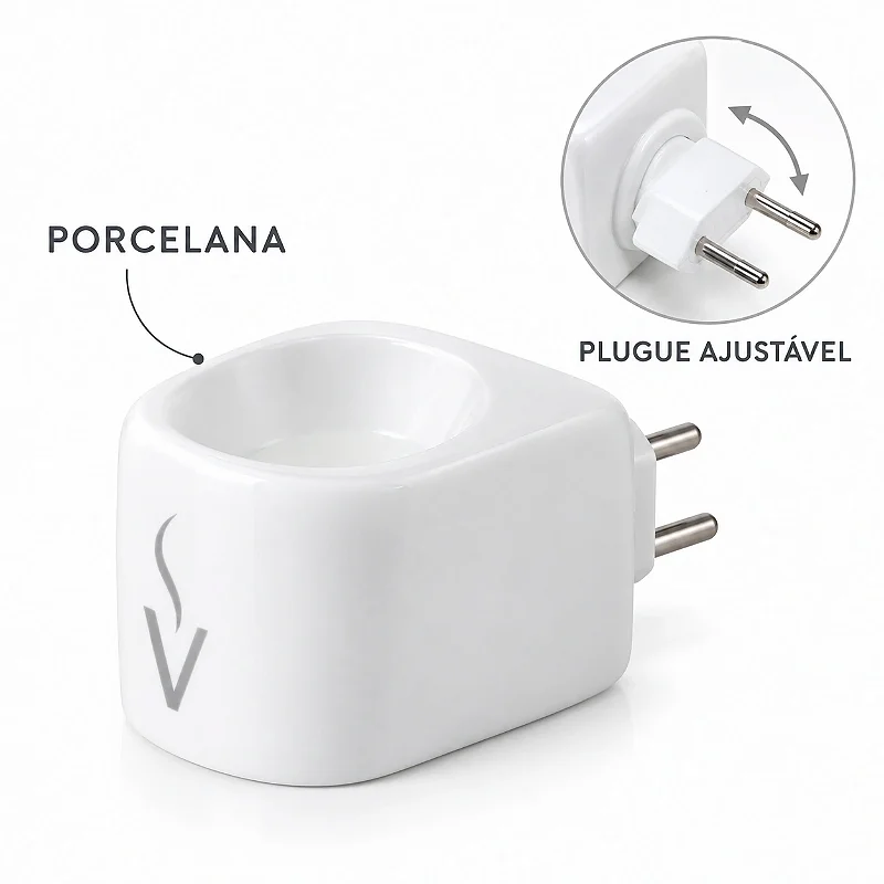 Difusor Aromatizador Elétrico Via Aroma Original Porcelana Branco Bivolt