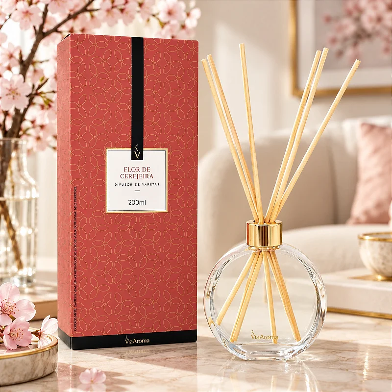 Difusor de Varetas Via Aroma Flor de Cerejeira 200 ml