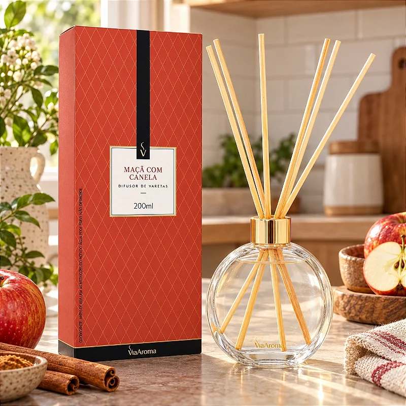 Difusor de Varetas Via Aroma Maçã com Canela 200 ml