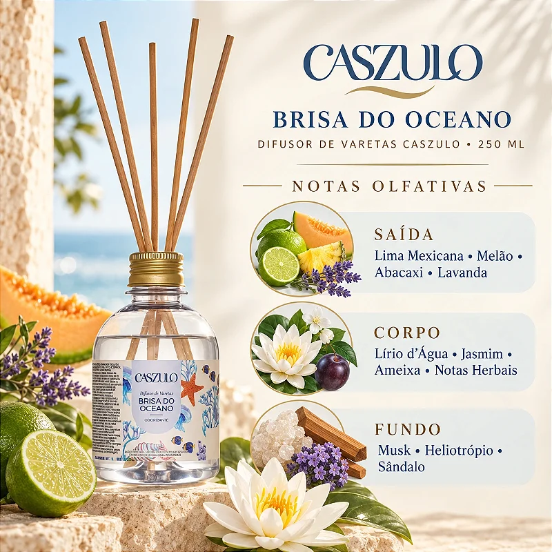 Difusor de Varetas Caszulo Via Aroma Brisa do Oceano 250 ml