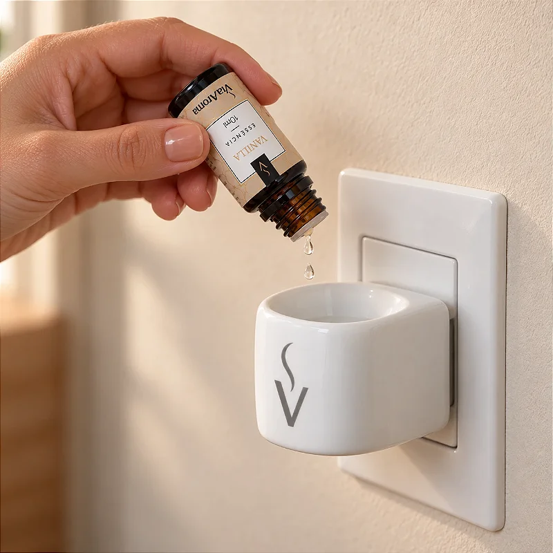 Kit 2 Aromatizadores Elétricos Via Aroma Original Branco Porcelana Bivolt