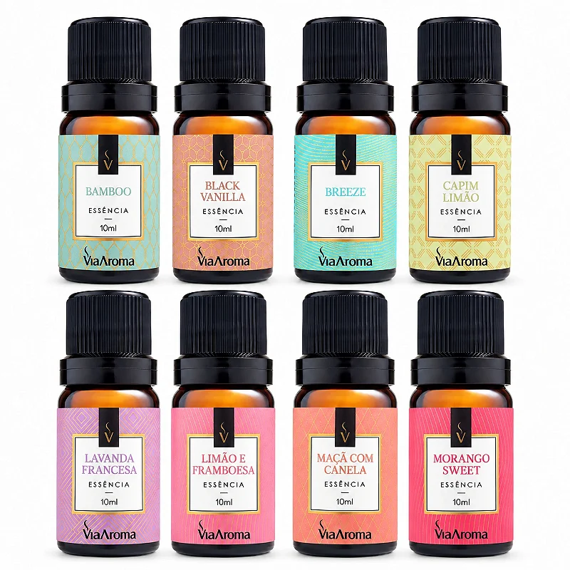 Combo Aromatizador Elétrico Via Aroma Branco + 8 Essências 10 ml