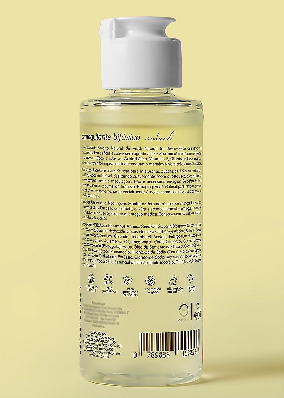 Demaquilante Bifásico Natural 110 ml – Verdi Natural