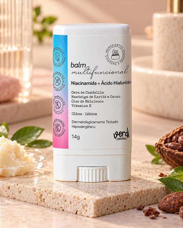 Balm de Olhos e Boca com Niacinamida e Ácido Hialurônico 14 g – Verdi Natural