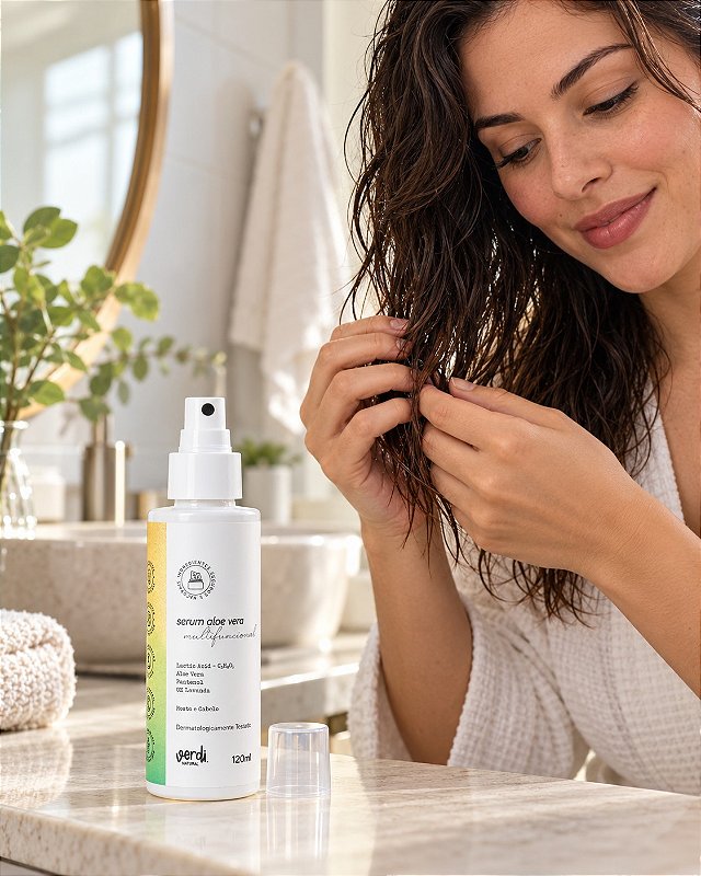 Sérum Aloe Vera Multifuncional com Ácido Lático 120 ml – Rosto e Cabelo – Verdi Natural