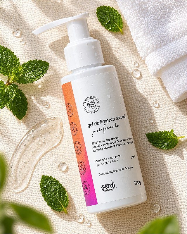 Gel de Limpeza Facial Natural Purificante para Pele com Acne e Oleosa 120 g – Verdi Natural