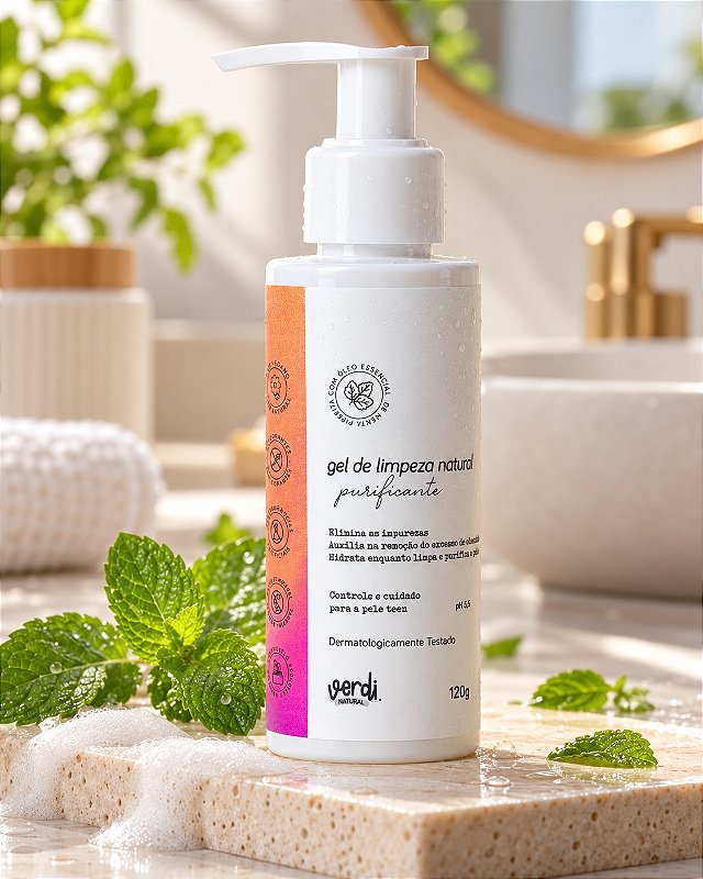 Gel de Limpeza Facial Natural Purificante para Pele com Acne e Oleosa 120 g – Verdi Natural