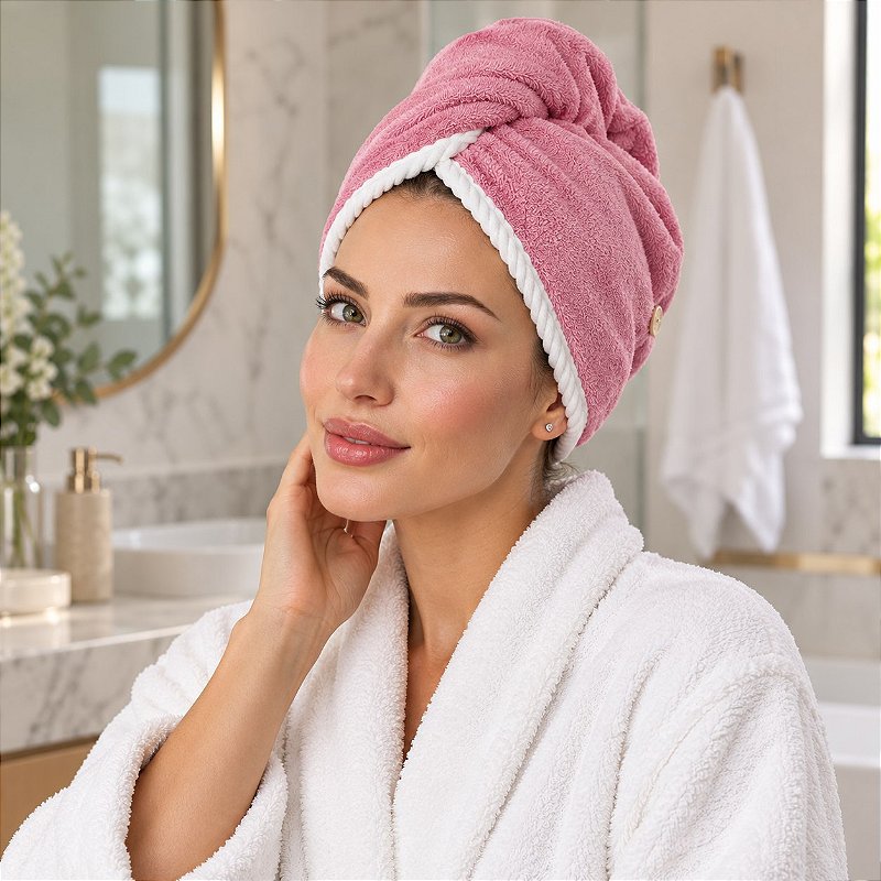 Touca para Cabelo Laço Home Power Sec Dupla Face Rosa