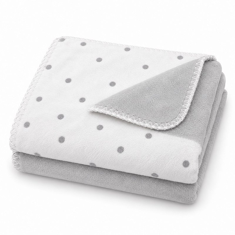 Manta Laço Bebê Dupla Face Poá 100x76cm Cinza