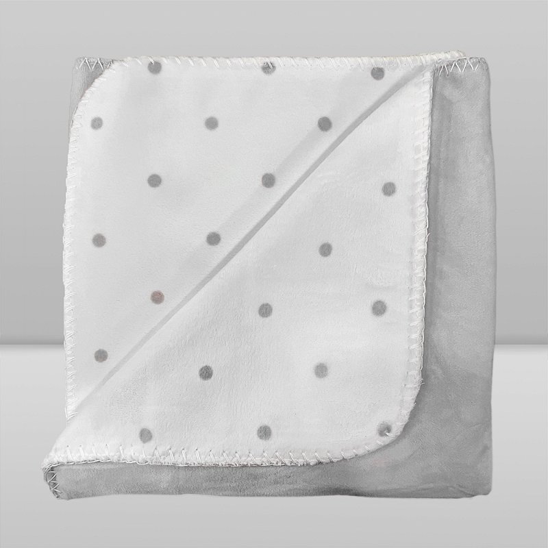 Manta Laço Bebê Dupla Face Poá 100x76cm Cinza