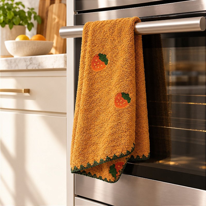 Pano de Copa Laço Home Power Sec 40x60cm Frutas Morango Ocre