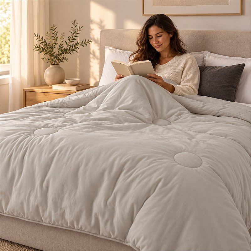 Edredom Queen Extra Macio Marshmallow 2,40 x 2,60 Cinza - Laço Bebê