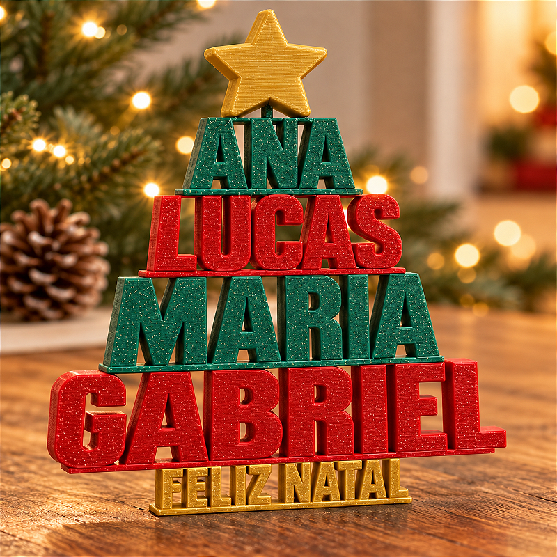 Árvore de Natal Personalizada com Nomes – Toque de Brilho