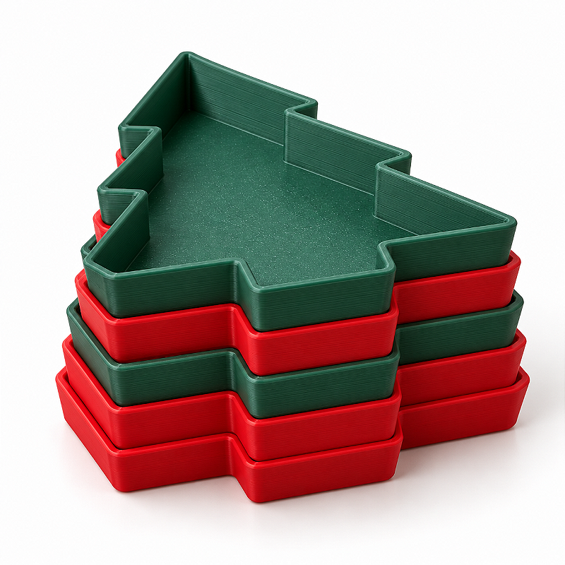 Conjunto de Bandejas Árvore de Natal Empilháveis – 6 Peças
