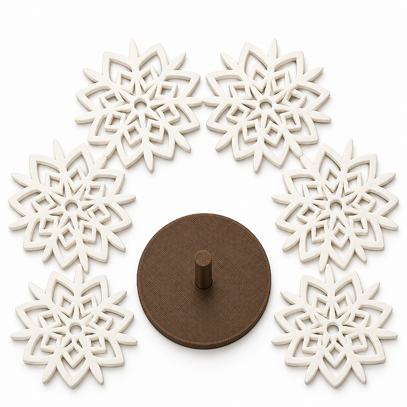 Porta-Copos Flocos de Neve com Suporte – 7 Peças