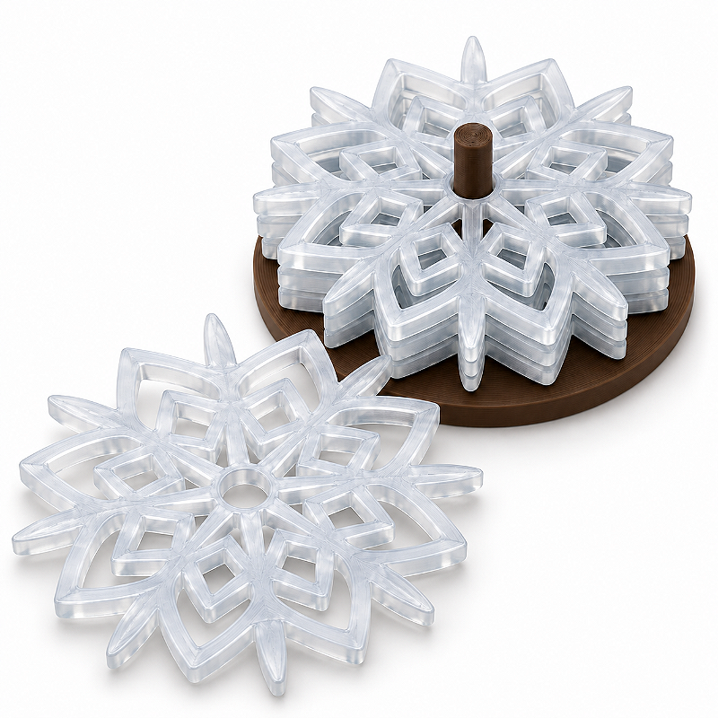 Porta-Copos Flocos de Neve Gelo Translúcido com Suporte – 7 Peças