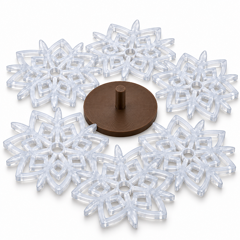 Porta-Copos Flocos de Neve Gelo Translúcido com Suporte – 7 Peças